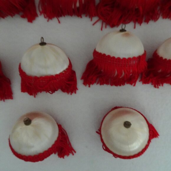 Vintage 12 Satin Ball Ornaments with Fringe Handmade Christmas Holiday Festive - Picture 6 of 12